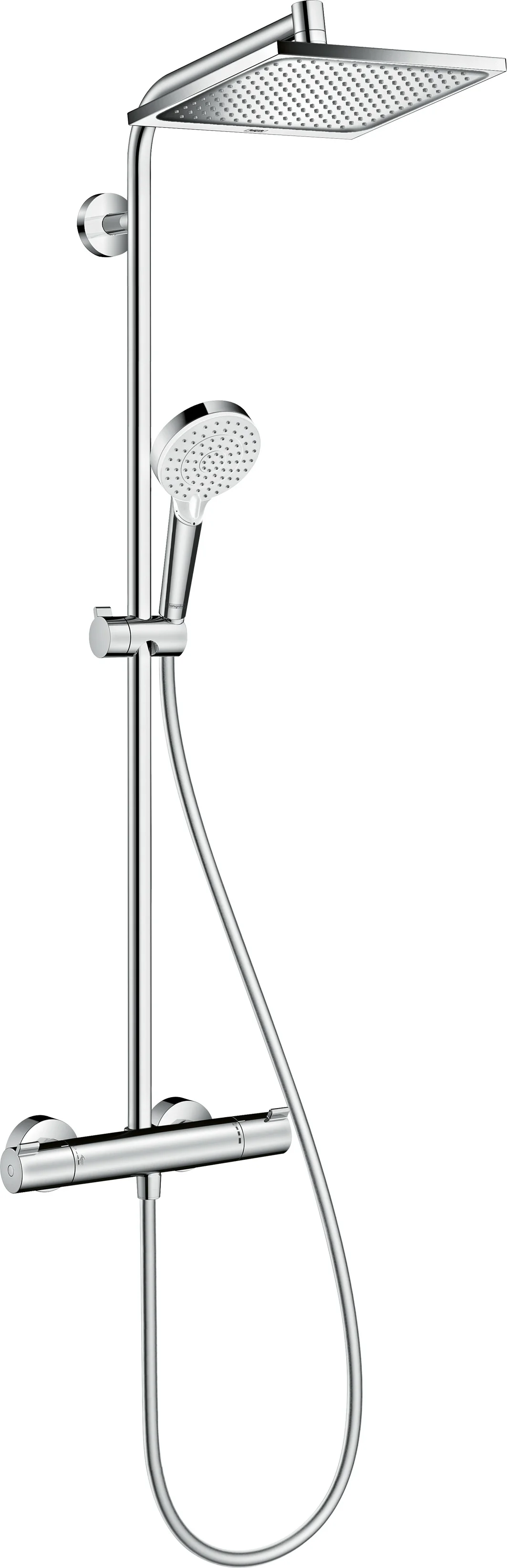 Hansgrohe Crometta E Showerpipe 240 chrom - 1-Jet mit Thermostat, Aufputzinstallation, DN15, 350 mm Brausearmlänge Hansgrohe Crometta E Showerpipe 240 chrom - 1-Jet mit Thermostat, Aufputzinstallation, DN15, 350 mm Brausearmlänge