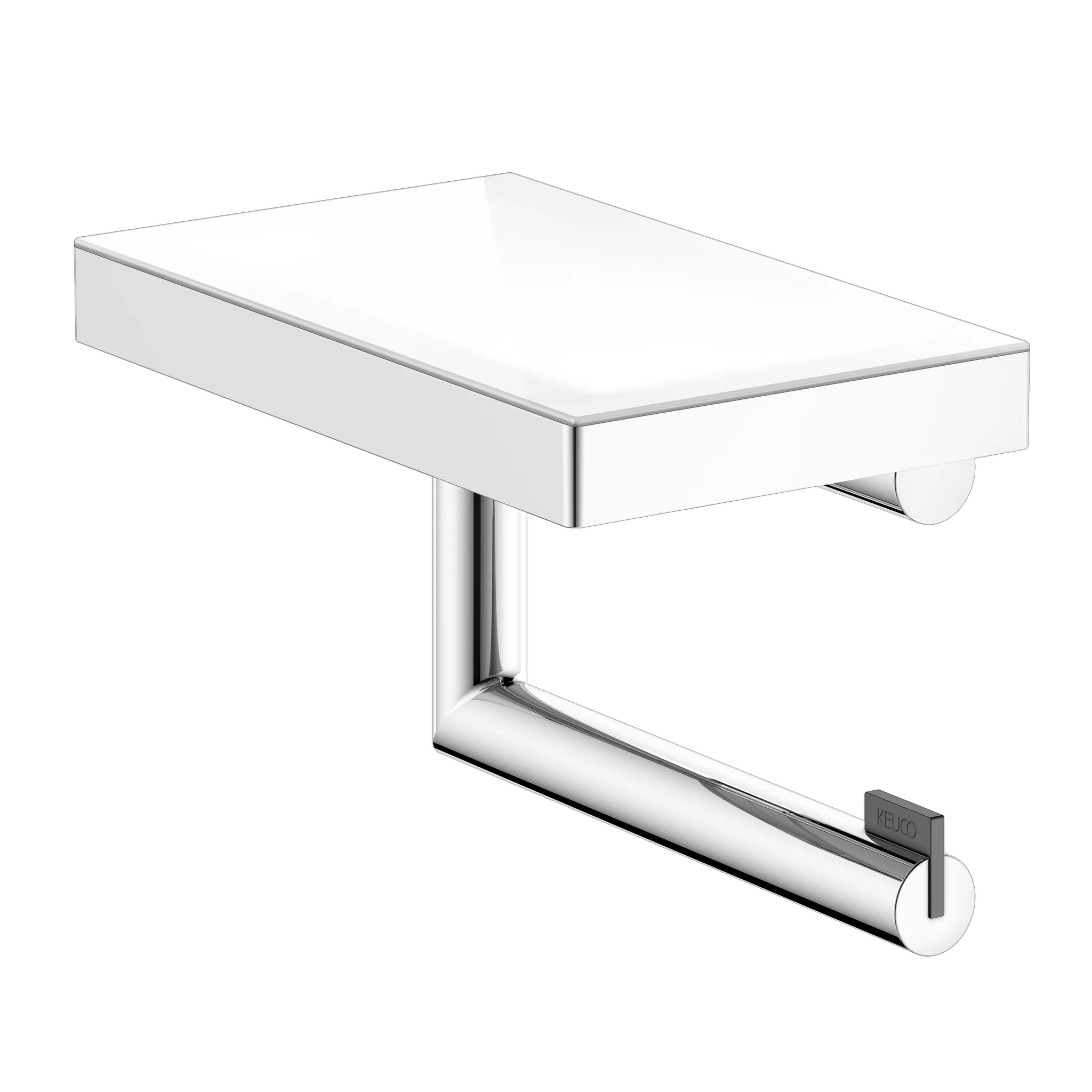 REVA 12873019000 Toilettenpapierhalter mit Glas-Ablage verchromt