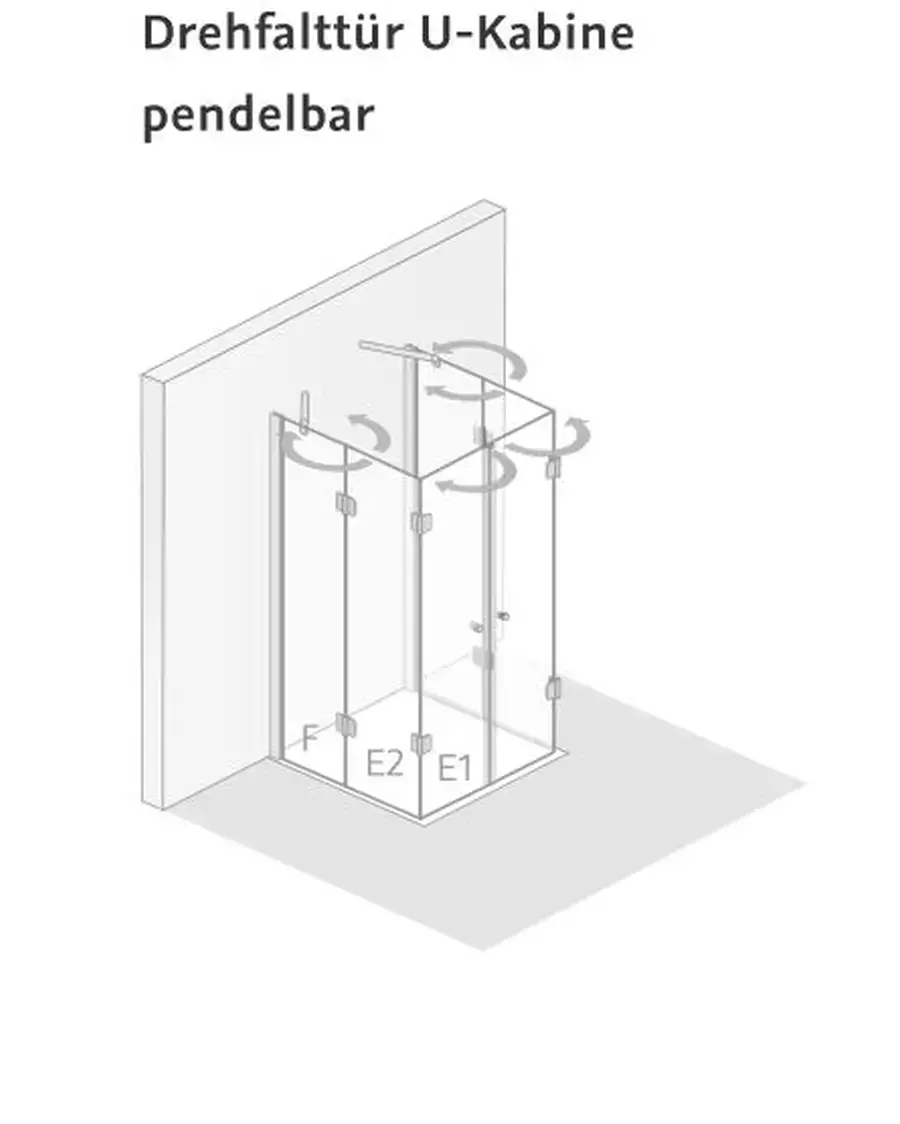 HSK teilgerahmt U-Kabine pendelbar „Aperto“ U-Kabine Glas Linea 01 (80 cm), Profile Schwarz-matt, L: 900 mm B: 900 mm H: 2000 mm