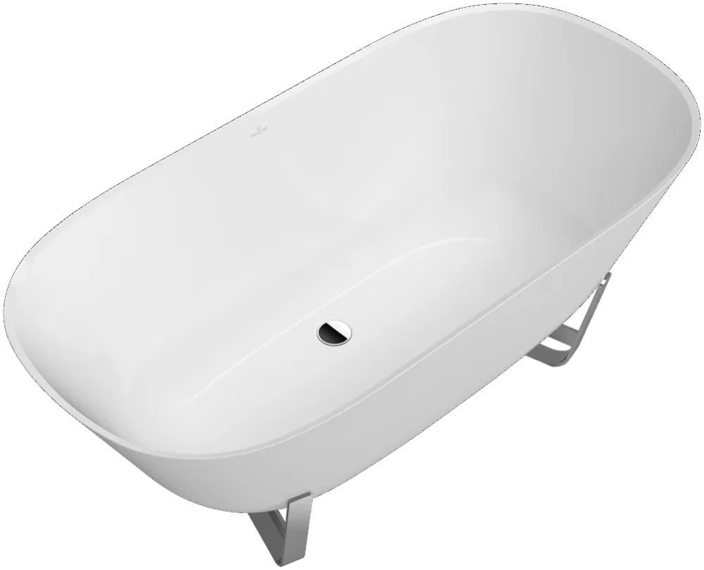 Villeroy & Boch Badewanne „Antheus“ freistehend oval 155 × 75 cm, Mittelablauf in Almond