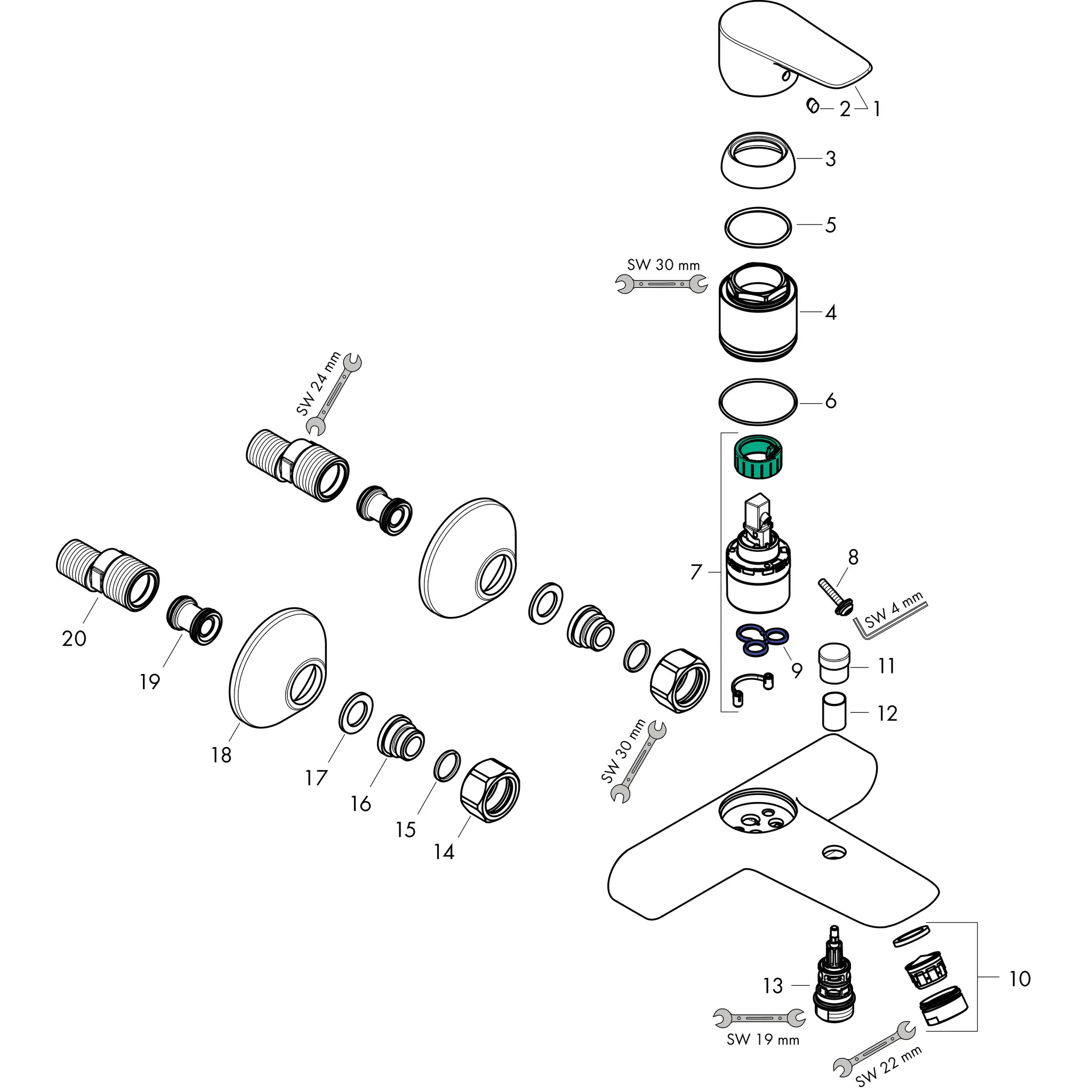 Hansgrohe Talis E Einhebel-Wannenmischer Aufputz, Chrom Hansgrohe Talis E Einhebel-Wannenmischer Aufputz, Chrom