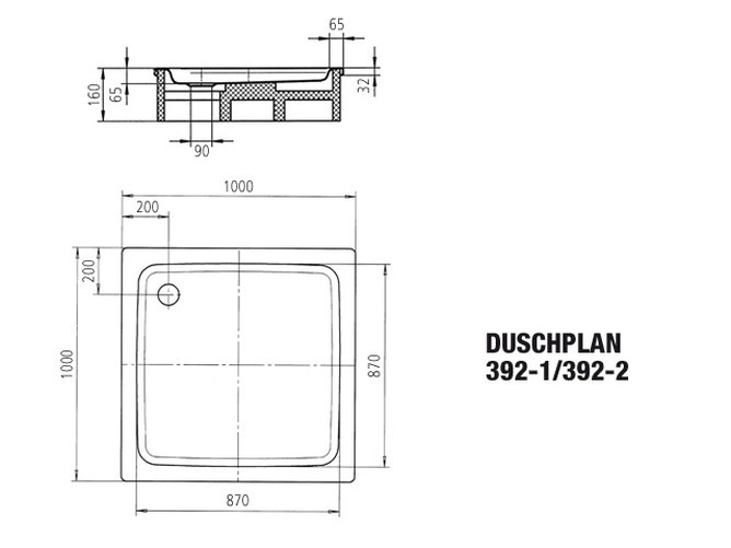 quadrat Set Duschwanne Duschplan 100 × 100 cm mit Träger und KA90-Ablauf 100 × 100 cm, , quadrat Set Duschwanne Duschplan 100 × 100 cm mit Träger und KA90-Ablauf 100 × 100 cm, ,