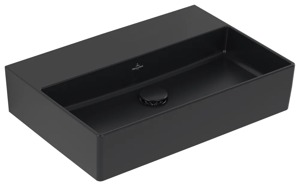 Villeroy & Boch Memento 2.0 Wandwaschbecken Pure Black CeramicPlus, 600x420x135 mm, TitanCeram, matt, für Wandauslaufarmatur Villeroy & Boch Memento 2.0 Wandwaschbecken Pure Black CeramicPlus, 600x420x135 mm, TitanCeram, matt, für Wandauslaufarmatur