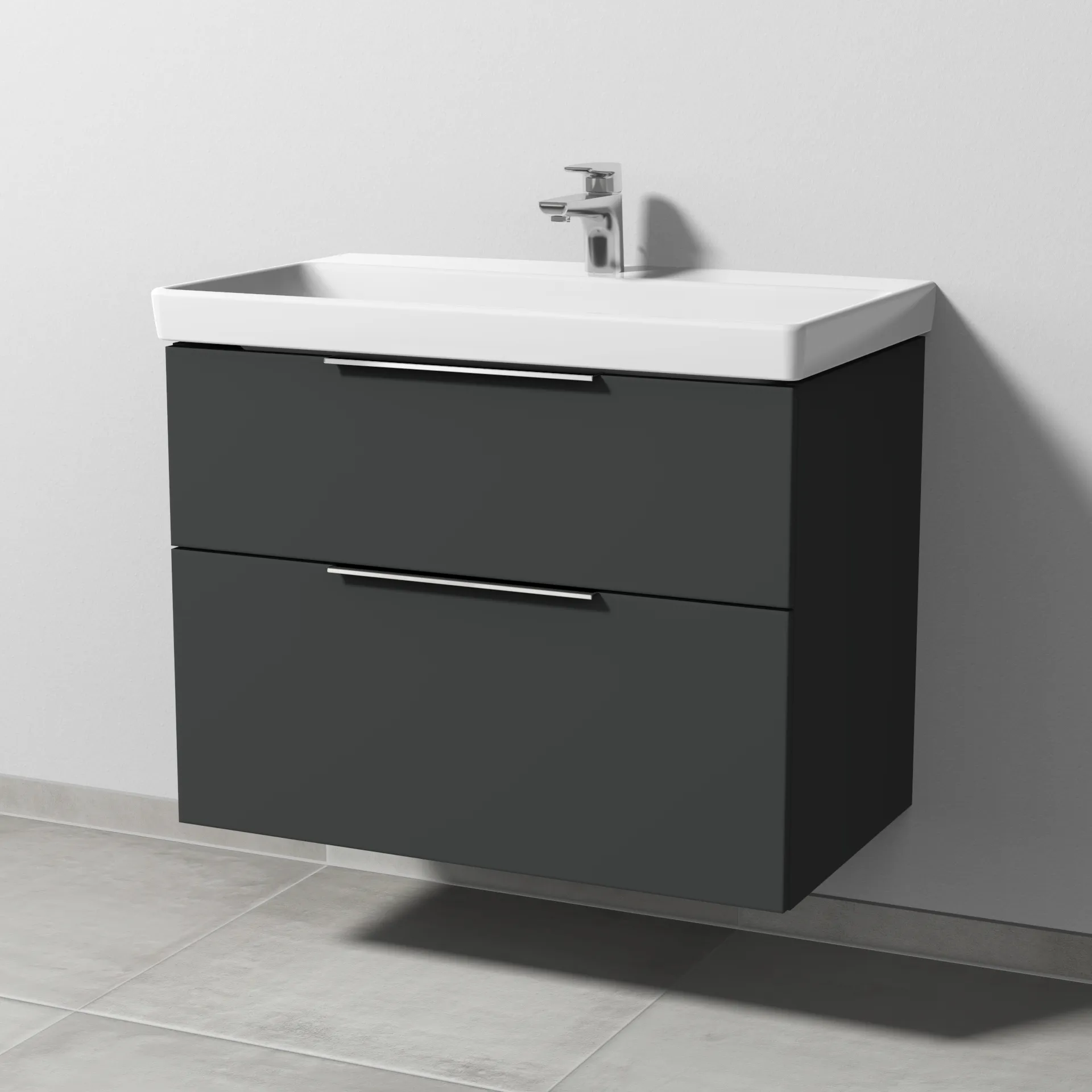 Sanipa Waschtischunterschrank „3way“ passend zu Keramik-Waschtische Avento von Villeroy & Boch 776 × 580 × 452 mm in Graphit (matt)