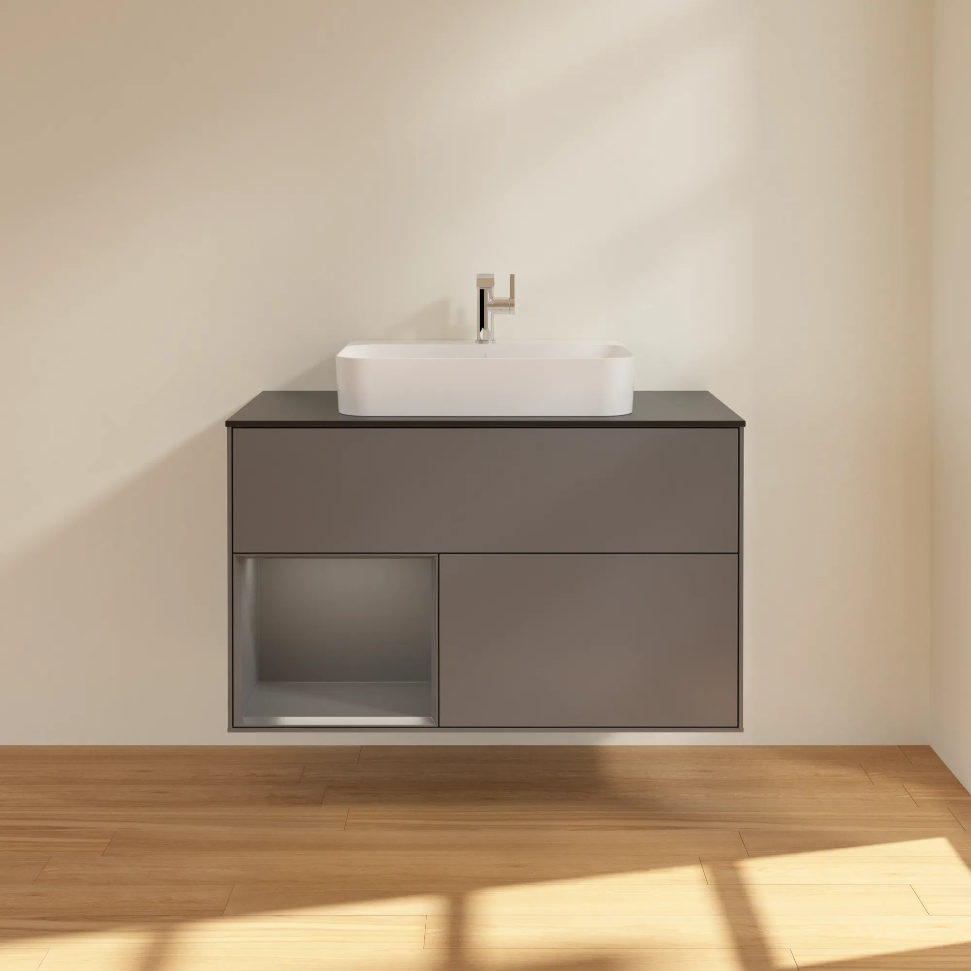 Villeroy & Boch Waschtischunterschrank „Finion“ für Schrankwaschtisch 1000 × 603 × 501 mm Anthracite Matt Lacquer, für Becken mittig Villeroy & Boch Waschtischunterschrank „Finion“ für Schrankwaschtisch 1000 × 603 × 501 mm Anthracite Matt Lacquer, für Becken mittig
