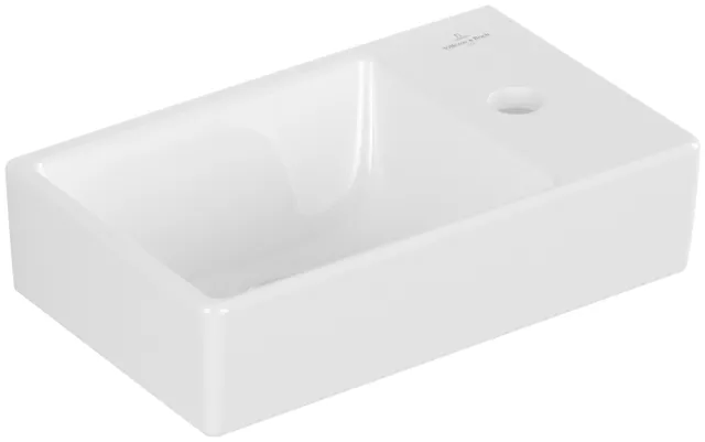 Villeroy & Boch Handwaschbecken „Avento“ 360 × 220 × 110 mm, für Becken links, mit Hahnlochbohrung, Hahnlochposition mittig in Weiß Alpin Villeroy & Boch Handwaschbecken „Avento“ 360 × 220 × 110 mm, für Becken links, mit Hahnlochbohrung, Hahnlochposition mittig in Weiß Alpin