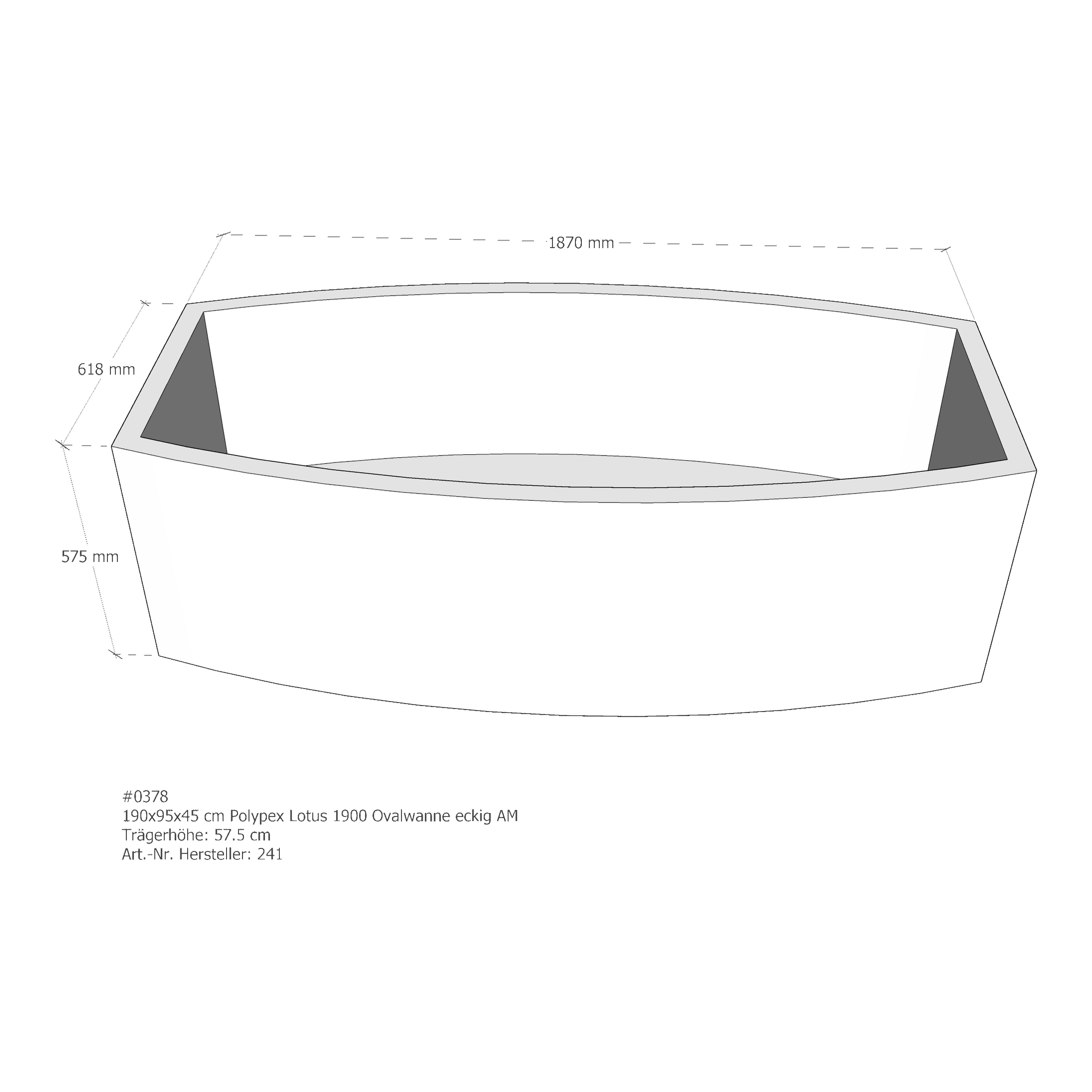 Badewannenträger für Polypex Lotus 1900 190 × 95 × 45 cm