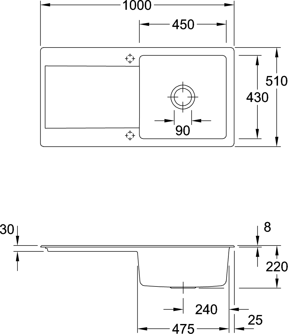 Villeroy & Boch Siluet 60 Einbauspüle 1000x510mm TitanCeram Villeroy & Boch Siluet 60 Einbauspüle 1000x510mm TitanCeram