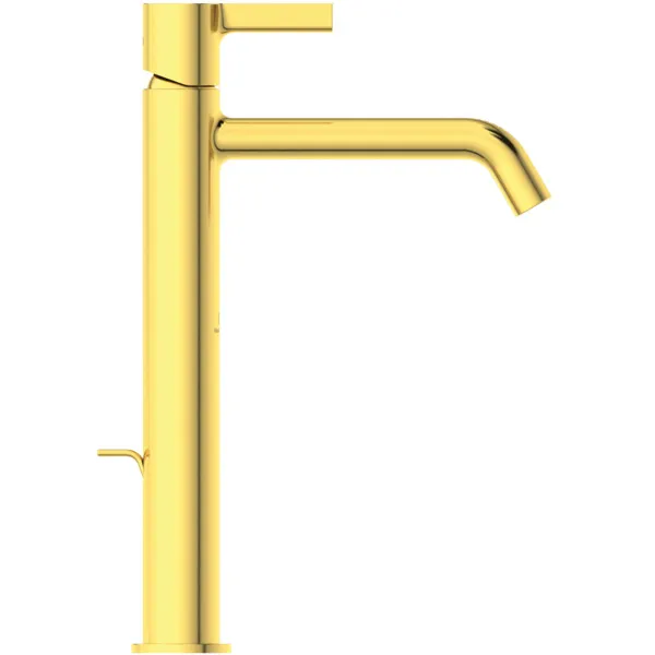 Waschtischarmatur Joy, mit verlängertem Sockel, mit Ablaufgarnitur, Ausladung 170mm, Brushed Gold Waschtischarmatur Joy, mit verlängertem Sockel, mit Ablaufgarnitur, Ausladung 170mm, Brushed Gold