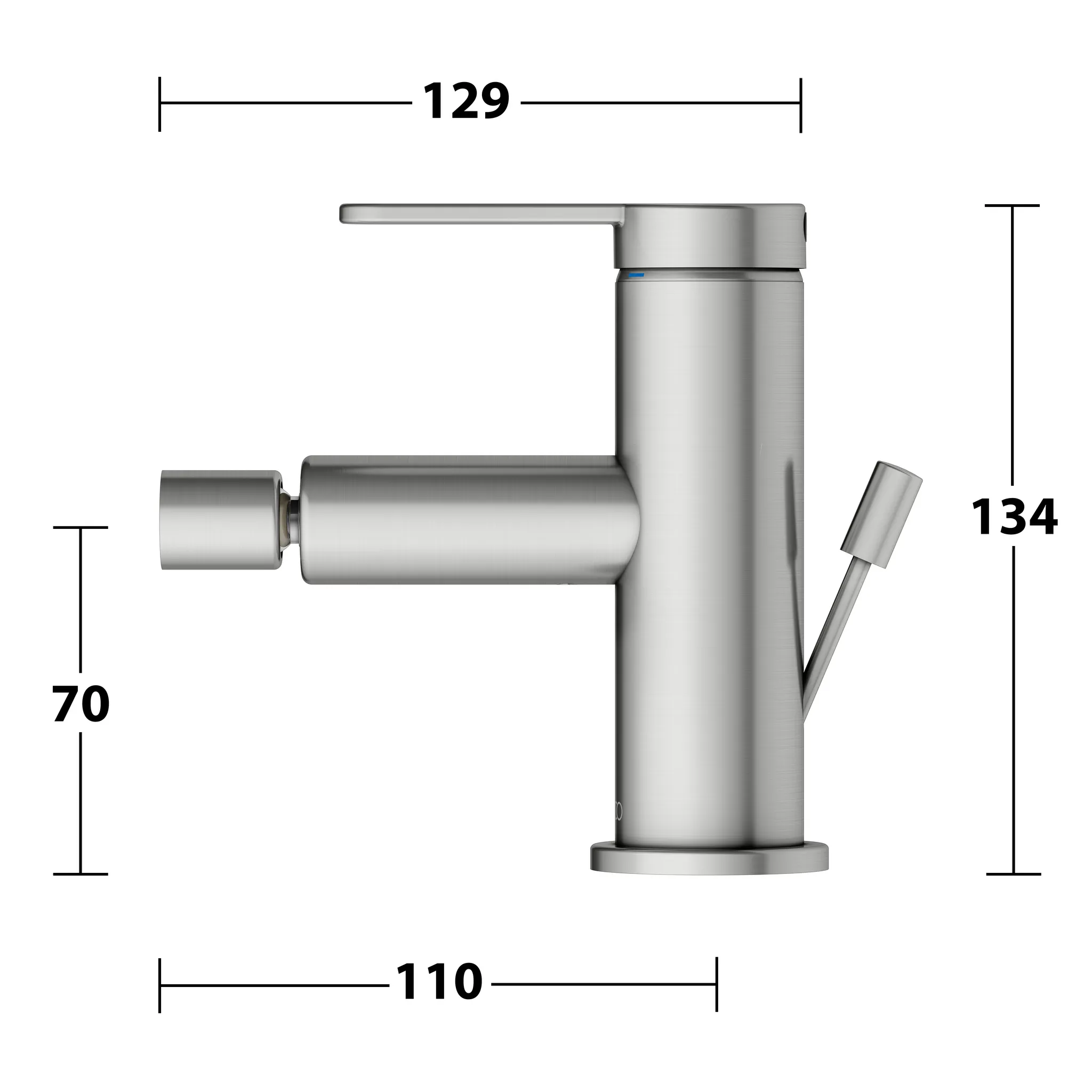 KEUCO IXMO Einhebel-Bidetmischer IXMO Flat mit Zugstangen-Ablaufgarnitur IXMO Flat, Rosette rund Edelstahl-finish