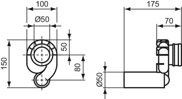 Ideal Standard Absaugeformstück waagerecht, Serienübergreifend - für Urinal, Artikel-Nr. K822367