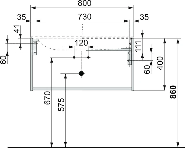 X-Line Waschtischunterbau mit Auszug 800 x 400 x 490 mm weiß/weiß