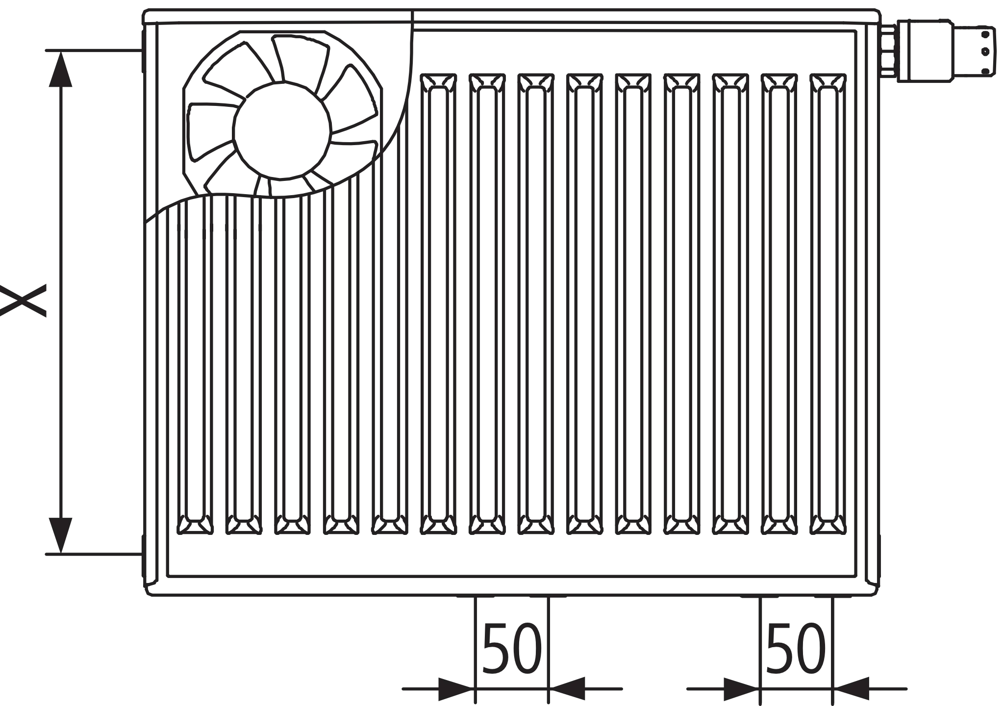 Kermi Wärmepumpen-Design-Flachheizkörper „x-flair Profil-Vplus“ 60 × 50 cm in Weiß