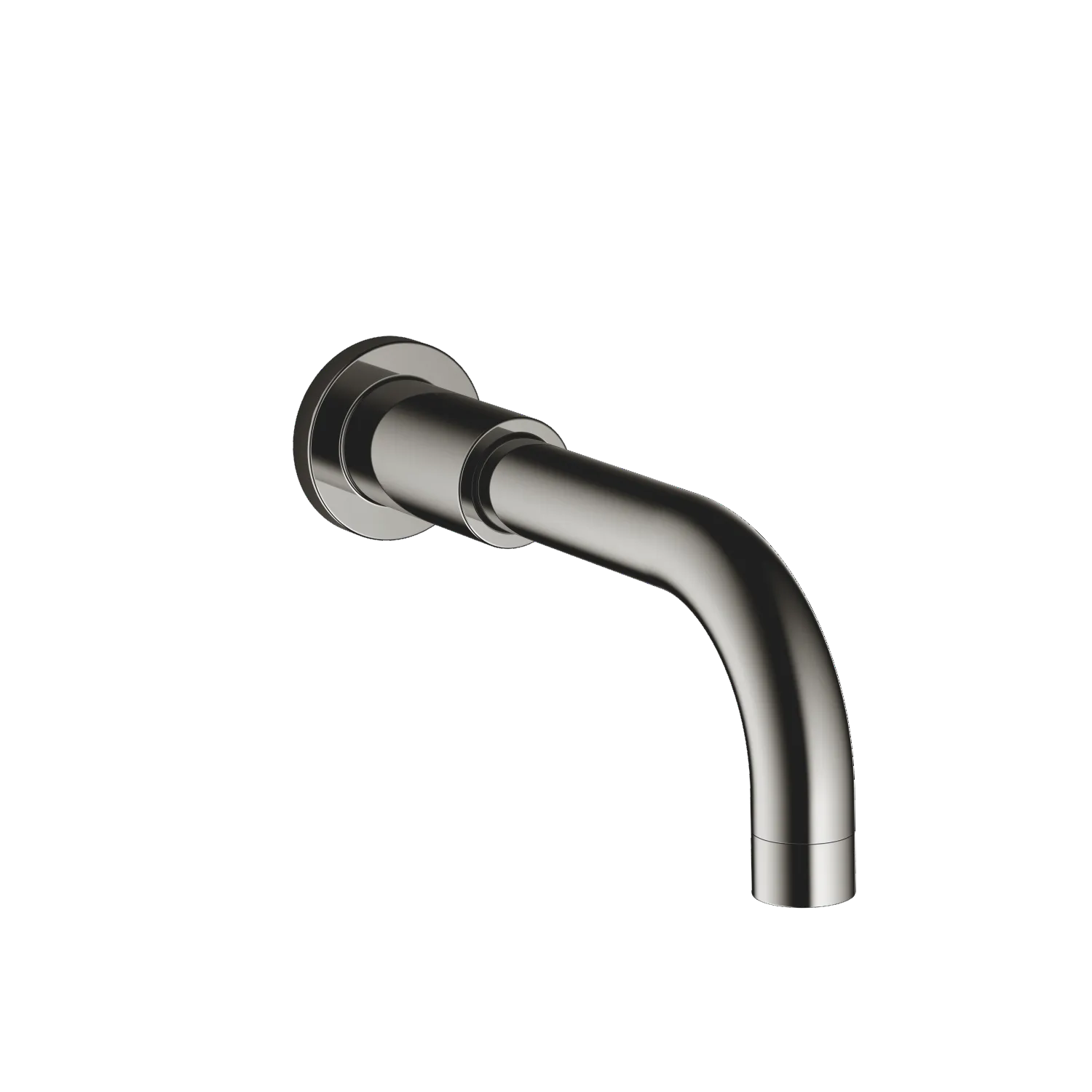 Dornbracht TARA Wannenauslauf für Wandmontage - Dark Chrome, Ausladung 200 mm, runder Normalstrahl, Rosette D. 55 mm, Bohrungsdurchmesser 37 mm,