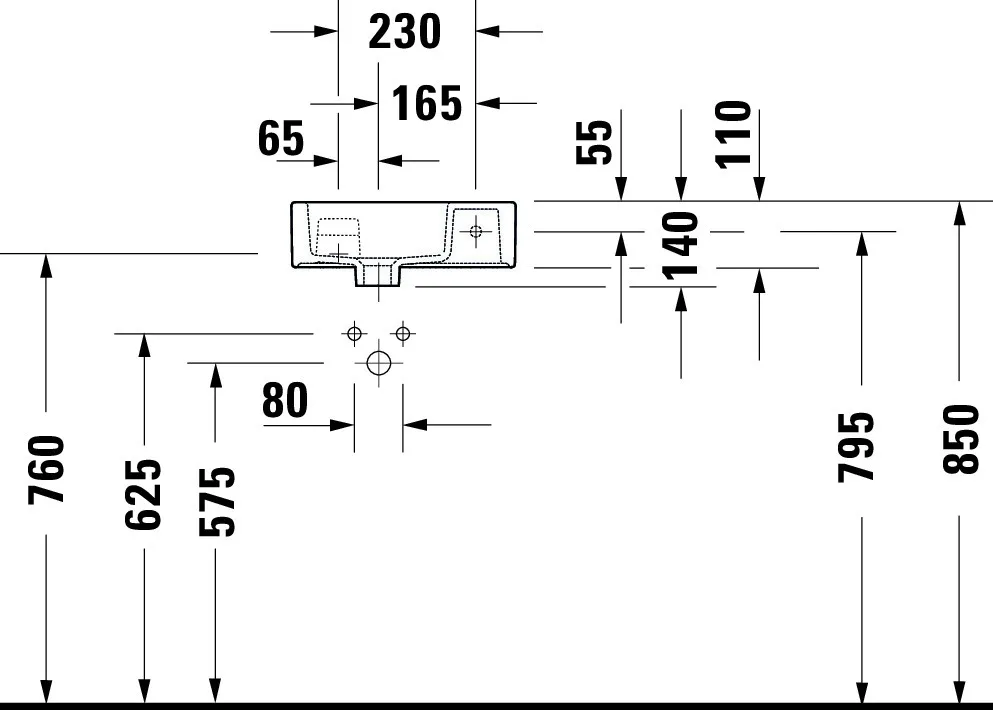 Wandwaschtisch „Vero Air“, ohne Überlauf, Hahnlochposition rechts Wandwaschtisch „Vero Air“, ohne Überlauf, Hahnlochposition rechts