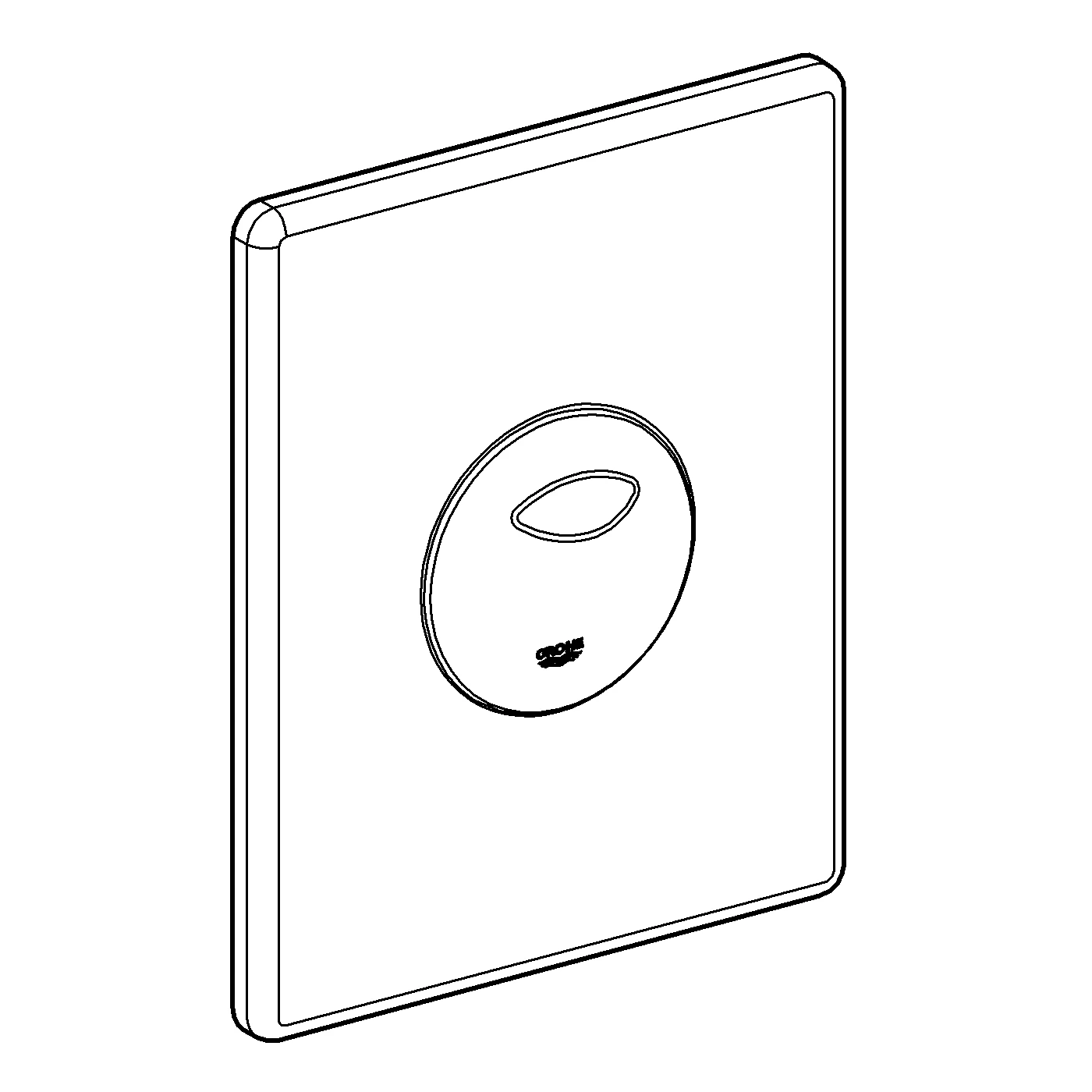 WC-Betätigung Skate 42303, für den Ersatzfall, 2-Mengen- und Start & Stopp-Betätigung, 156 × 197 mm, senkrechte und waagerechte Montage, chrom