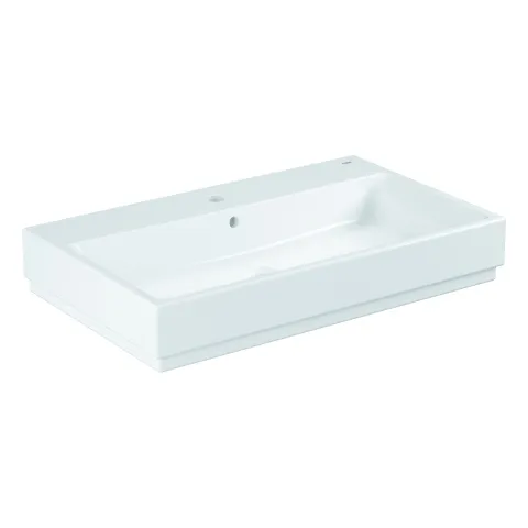Aufsatzwaschtisch Cube Keramik 39476_H, 800 x 490 mm, 1 Hahnloch, 2 weitere vorgestochen, Rückseite glasiert, PureGuard Hygieneoberfläche, aus Sanitärkeramik, alpinweiß Aufsatzwaschtisch Cube Keramik 39476_H, 800 x 490 mm, 1 Hahnloch, 2 weitere vorgestochen, Rückseite glasiert, PureGuard Hygieneoberfläche, aus Sanitärkeramik, alpinweiß