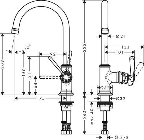 Waschtischmischer 210 Axor Montreux ohne Ablaufgarnitur chrom Waschtischmischer 210 Axor Montreux ohne Ablaufgarnitur chrom