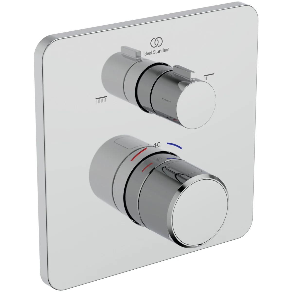 Ideal Standard Ceratherm C25 Chrom Unterputz-Badethermostat für Wanne & Dusche, 2 Verbraucher