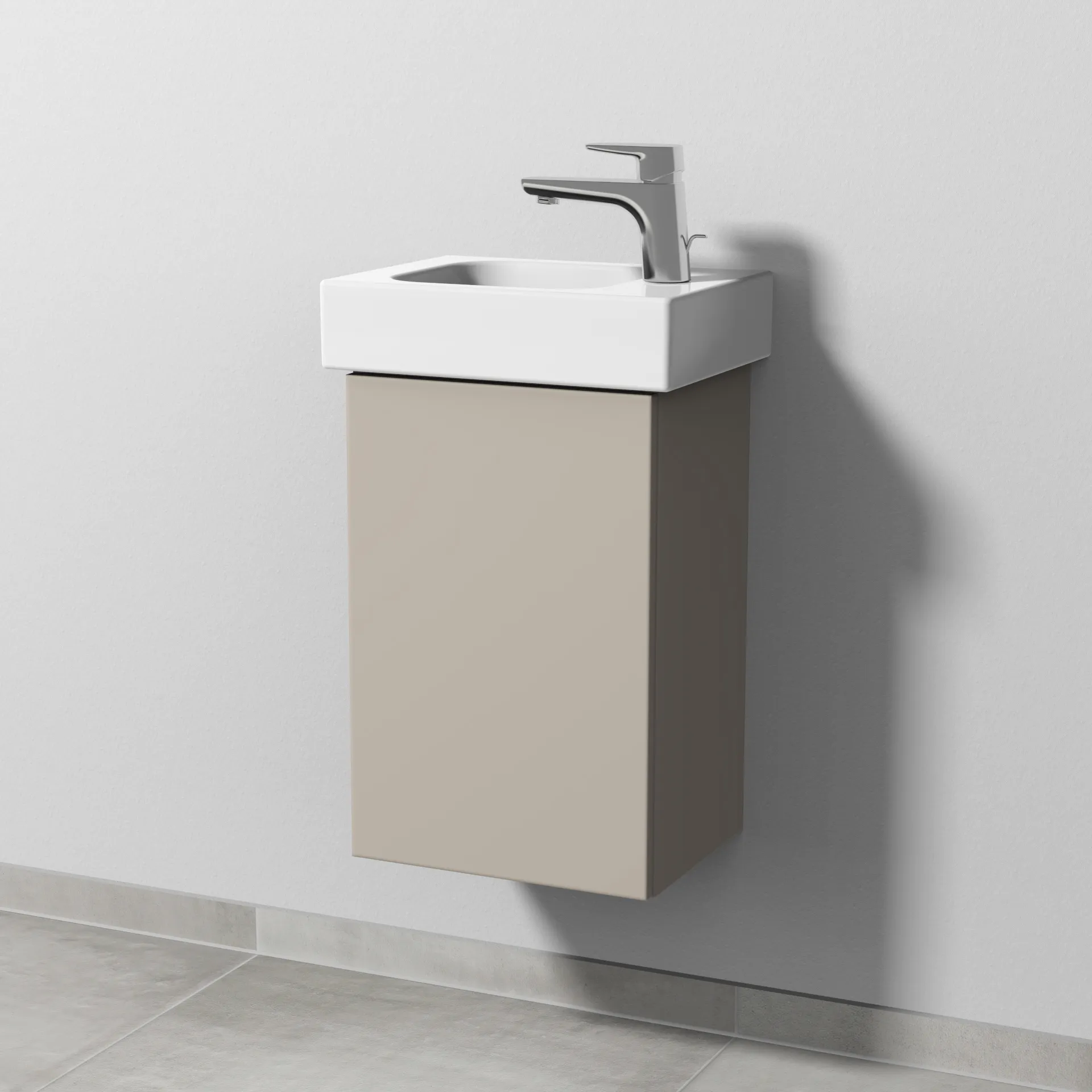 Sanipa Waschtischunterschrank „3way“ passend zu Keramik-Waschtische iCon von Geberit 335 × 523 × 267 mm in Kaschmir (matt), Anschlag links Sanipa Waschtischunterschrank „3way“ passend zu Keramik-Waschtische iCon von Geberit 335 × 523 × 267 mm in Kaschmir (matt), Anschlag links