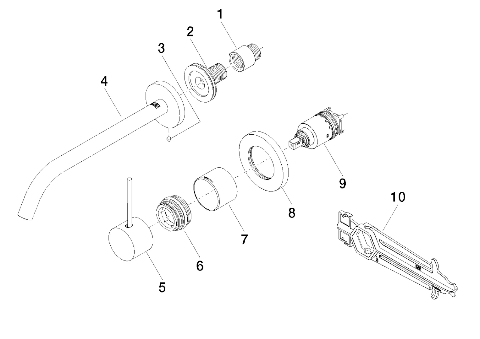 Waschtisch-Wand-Einhandbatterie ohne Ablaufgarnitur META Chrom 36861662 Waschtisch-Wand-Einhandbatterie ohne Ablaufgarnitur META Chrom 36861662