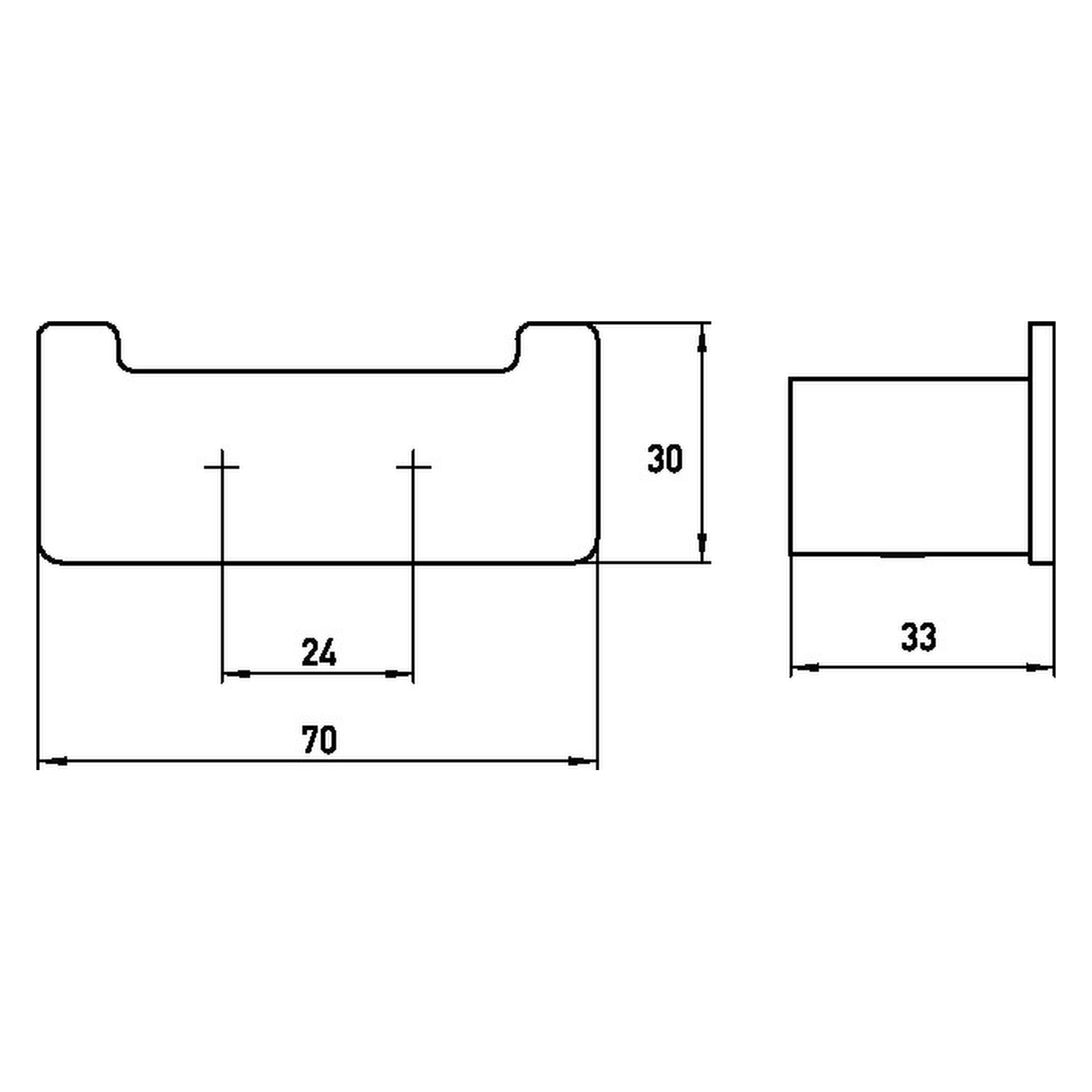 loft Doppelhaken 70 × 30 × 33mm, -steel