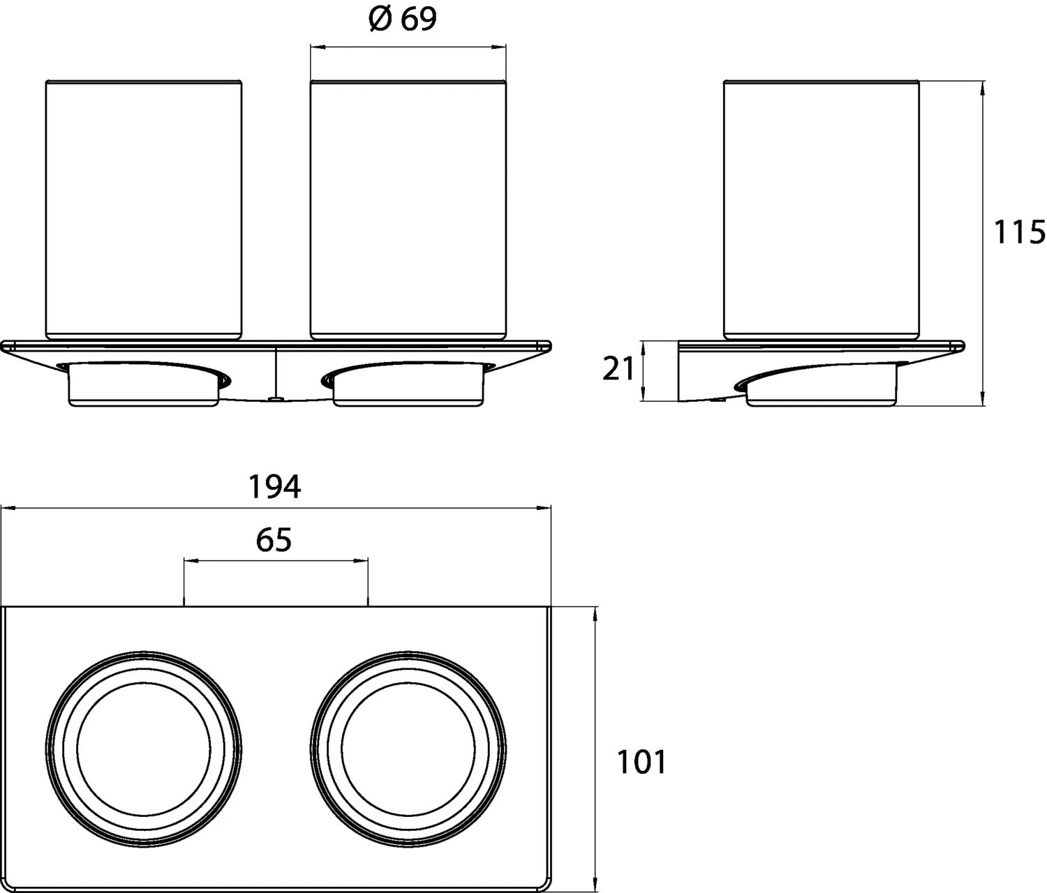 art Doppelglashalter Glasteil klar, chrom art Doppelglashalter Glasteil klar, chrom