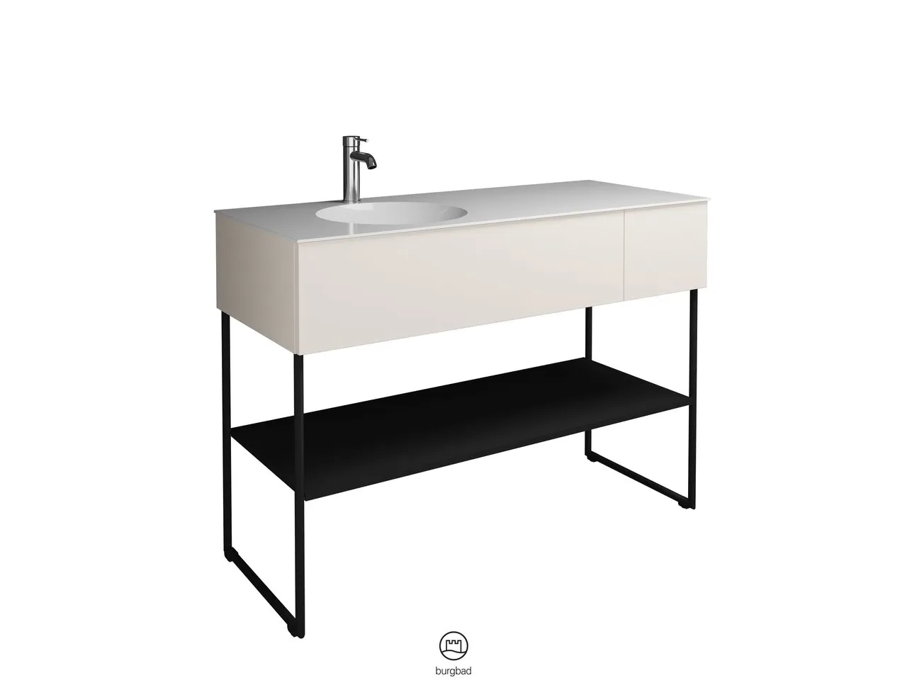 burgbad Coco Mineralguss-Waschtisch inkl. Waschtischunterschrank, Schwarz Seidenglanz burgbad Coco Mineralguss-Waschtisch inkl. Waschtischunterschrank, Schwarz Seidenglanz