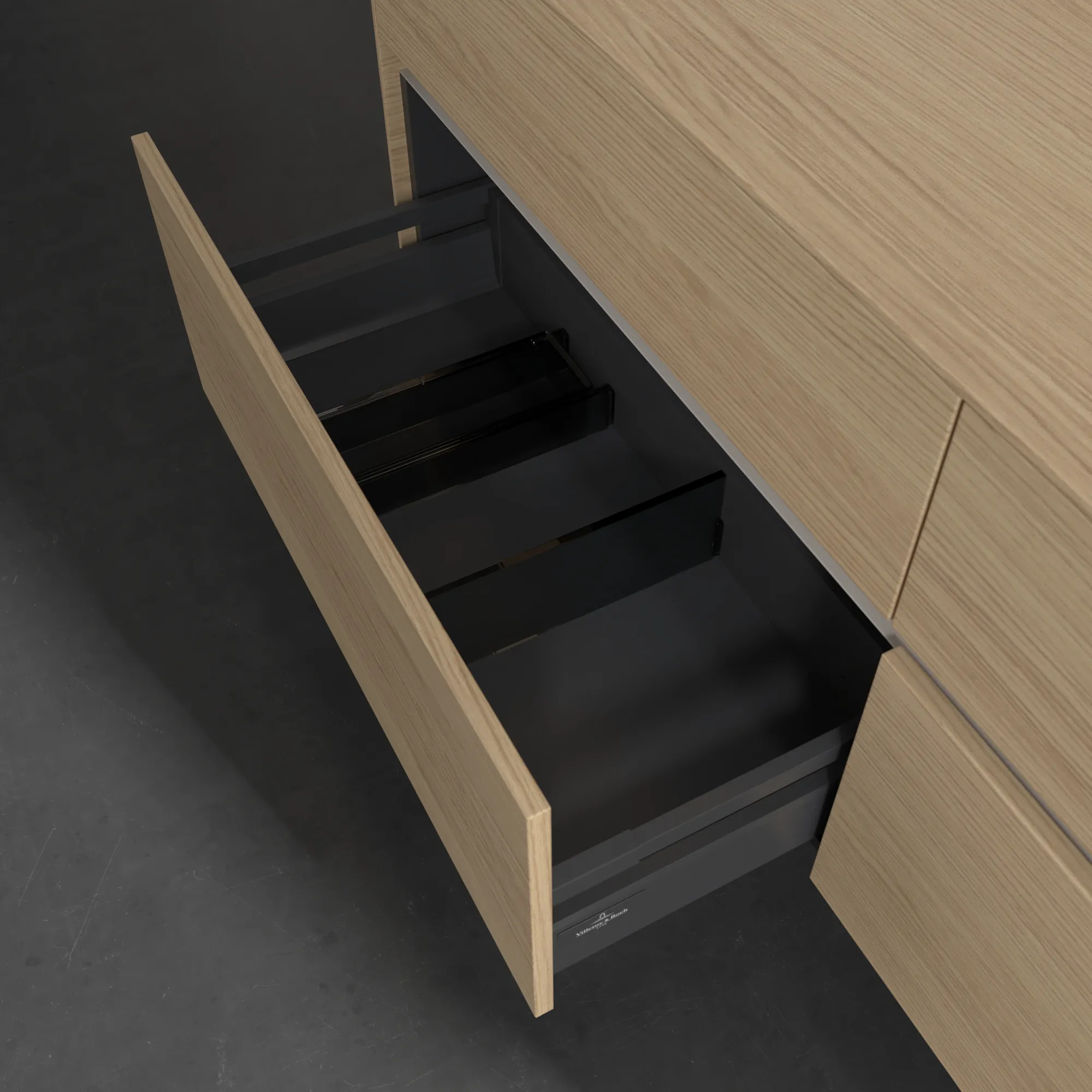 Villeroy & Boch Waschtischunterschrank „Collaro“ 1600 × 548 × 500 mm Nordic Oak, ohne Beleuchtung, für Becken rechts Villeroy & Boch Waschtischunterschrank „Collaro“ 1600 × 548 × 500 mm Nordic Oak, ohne Beleuchtung, für Becken rechts