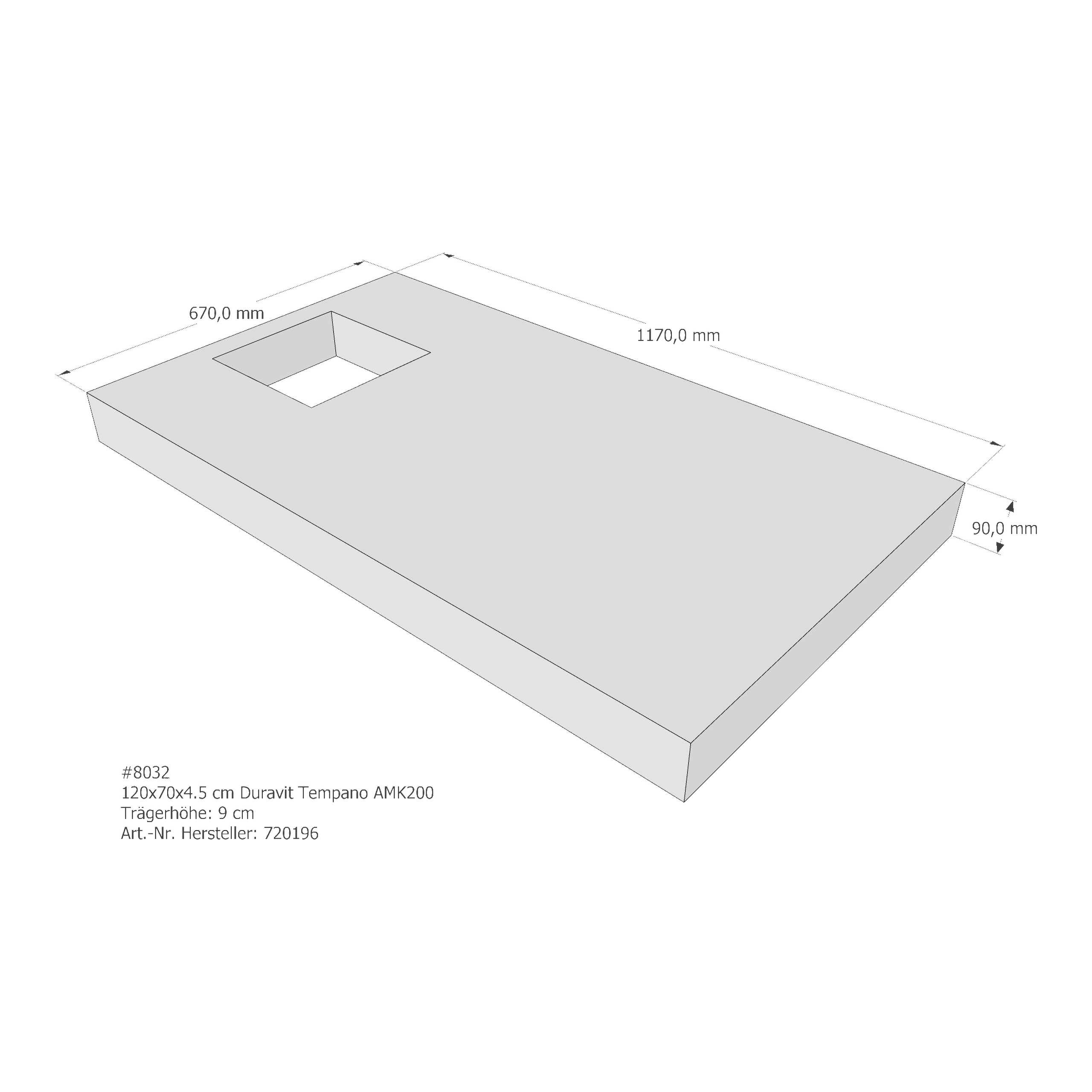 Duschwannenträger für Duravit Tempano 120 × 70 × 4,5 cm Breite: 70 cm / Länge: 120 cm Duschwannenträger für Duravit Tempano 120 × 70 × 4,5 cm Breite: 70 cm / Länge: 120 cm