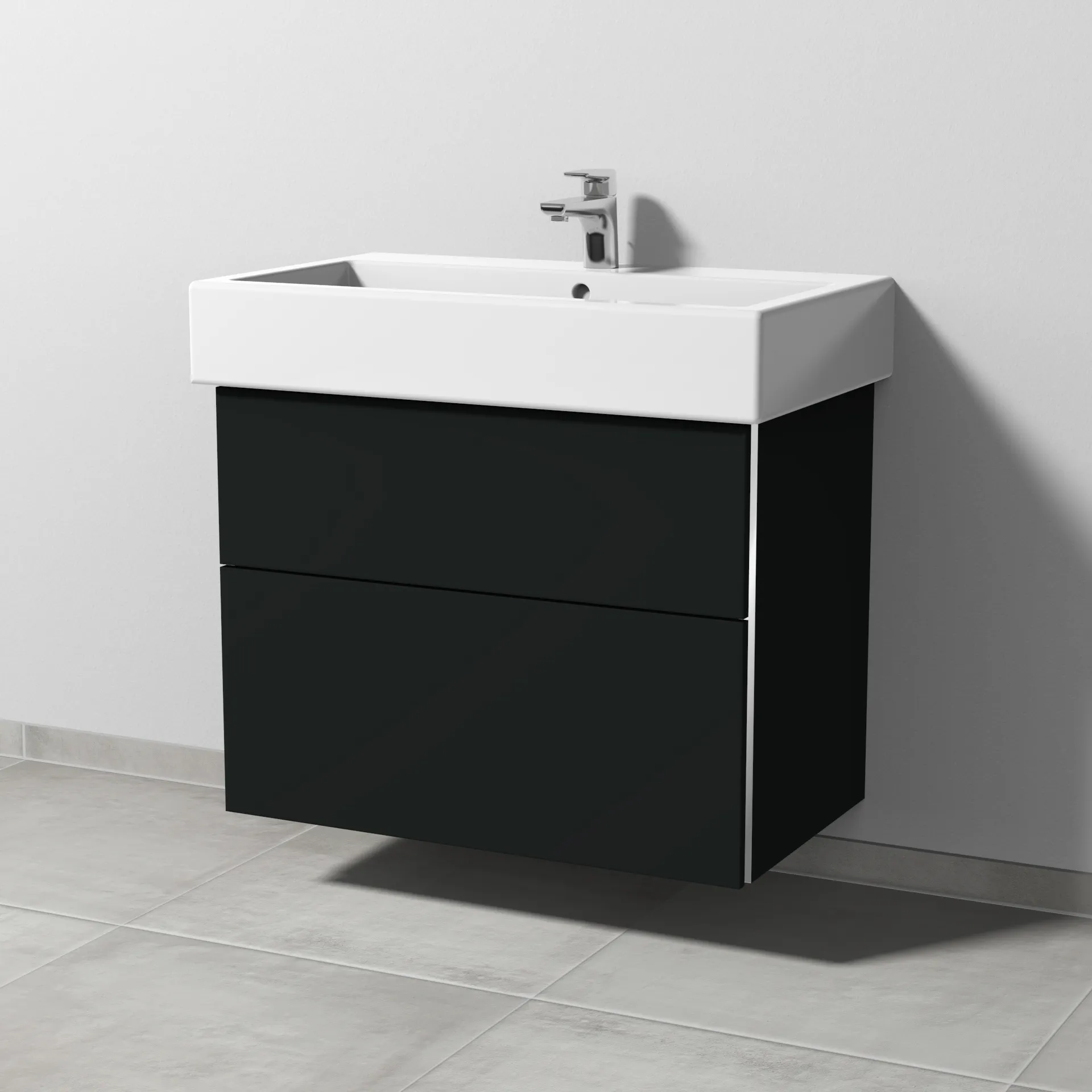 Sanipa Waschtischunterschrank „3way“ passend zu Keramik-Waschtische Vero von Duravit 750 × 593 × 447 mm in Vulkan (matt)