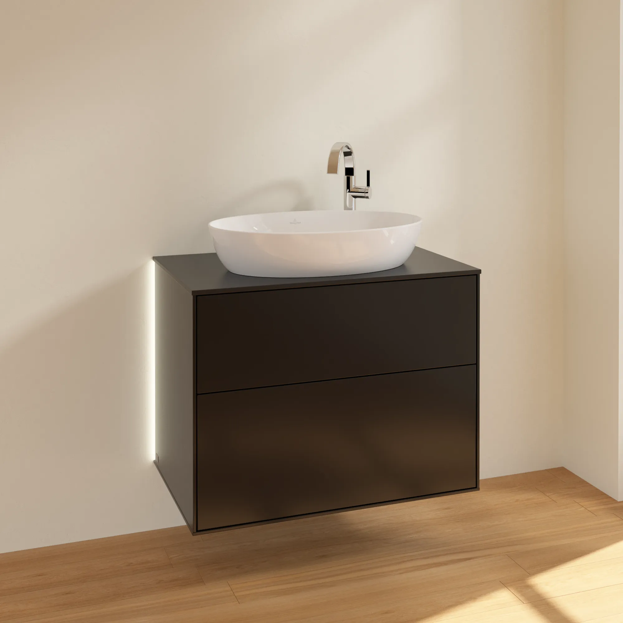 Villeroy & Boch Waschbeckenunterschrank Finion G87, 800x603x501 mm, Black Matt Lacquer, mit Beleuchtung und Push-to-open Funktion Villeroy & Boch Waschbeckenunterschrank Finion G87, 800x603x501 mm, Black Matt Lacquer, mit Beleuchtung und Push-to-open Funktion