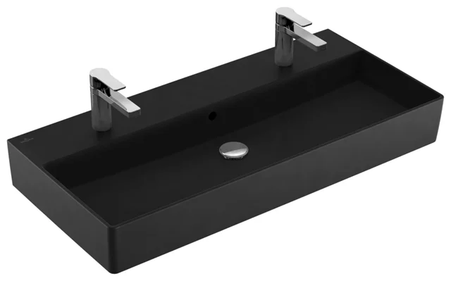 Wandwaschtisch geschliffen „Memento 2.0“, mit Überlauf, mit Hahnlochbohrung 100 × 47 cm in Ebony Wandwaschtisch geschliffen „Memento 2.0“, mit Überlauf, mit Hahnlochbohrung 100 × 47 cm in Ebony