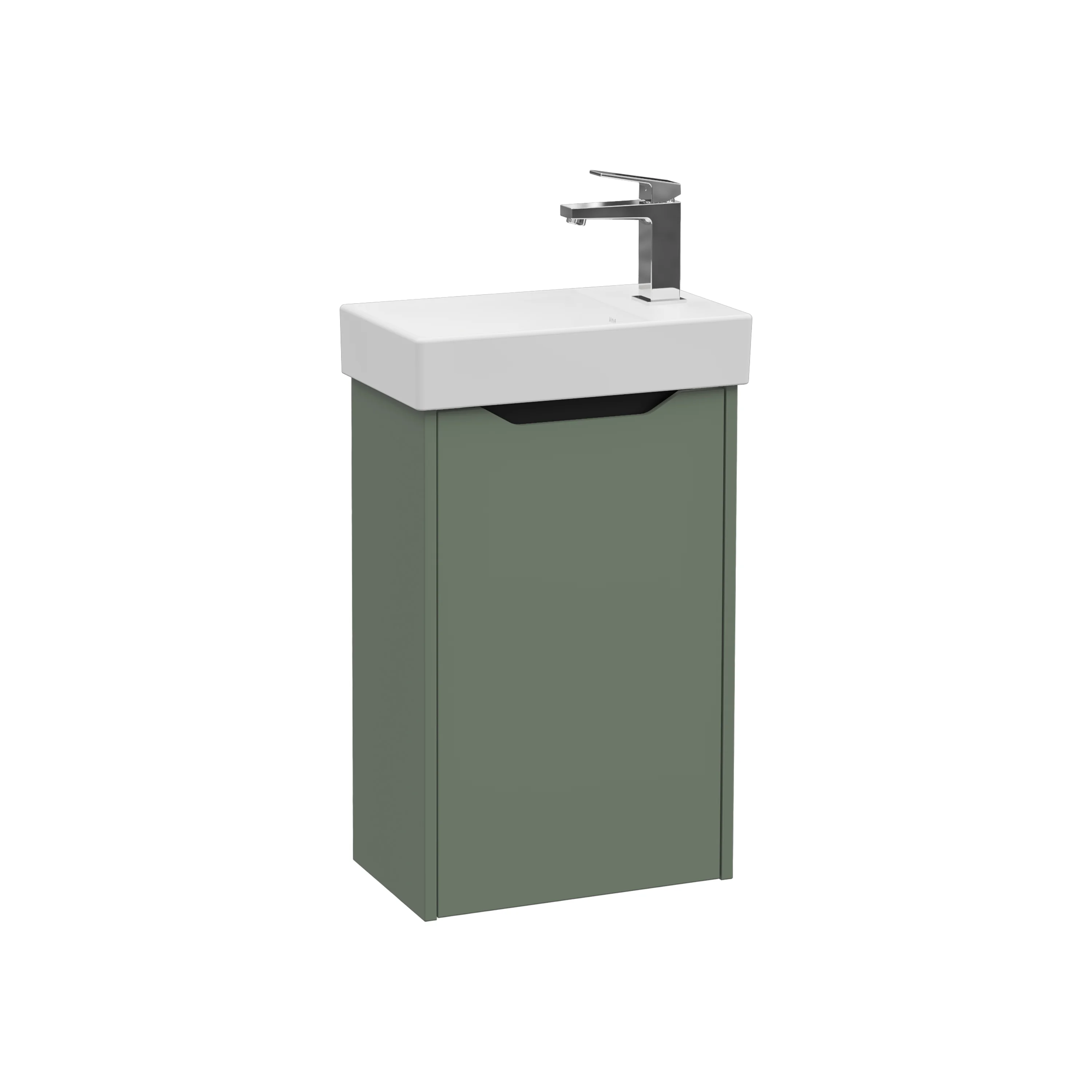 New Integra Square Set Handwaschbecken mit Unterschrank 1 Tür Türanschlag rechts 45 x 28 x 74 cm Weiß Hochglanz/Grün Matt New Integra Square Set Handwaschbecken mit Unterschrank 1 Tür Türanschlag rechts 45 x 28 x 74 cm Weiß Hochglanz/Grün Matt