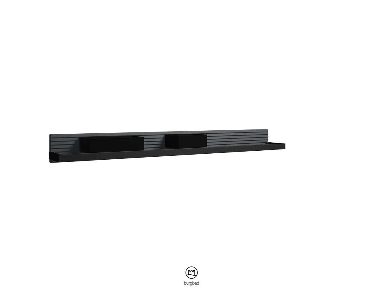 Wandboard Fiumo von burgbad - Metallreling, Plisseestruktur, Schwarz, 1.200 x 150 x 117 mm Wandboard Fiumo von burgbad - Metallreling, Plisseestruktur, Schwarz, 1.200 x 150 x 117 mm