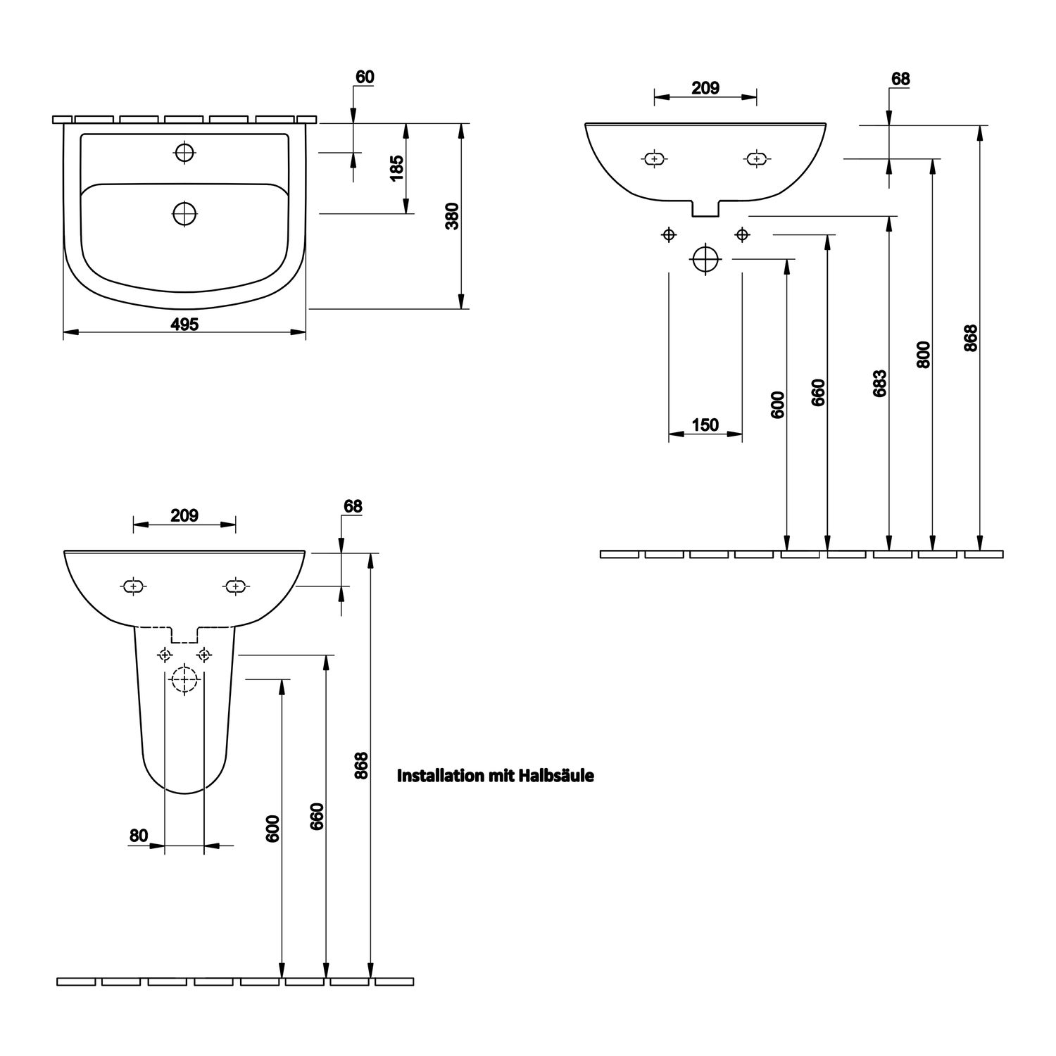 Handwaschtisch 49 × 38,8 cm Handwaschtisch 49 × 38,8 cm