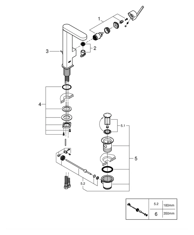 Einhand-Waschtischbatterie Plus 23851_3, L-Size, Einlochmontage, Zugstangen-Ablaufgarnitur 1 1/4″', chrom Einhand-Waschtischbatterie Plus 23851_3, L-Size, Einlochmontage, Zugstangen-Ablaufgarnitur 1 1/4″', chrom
