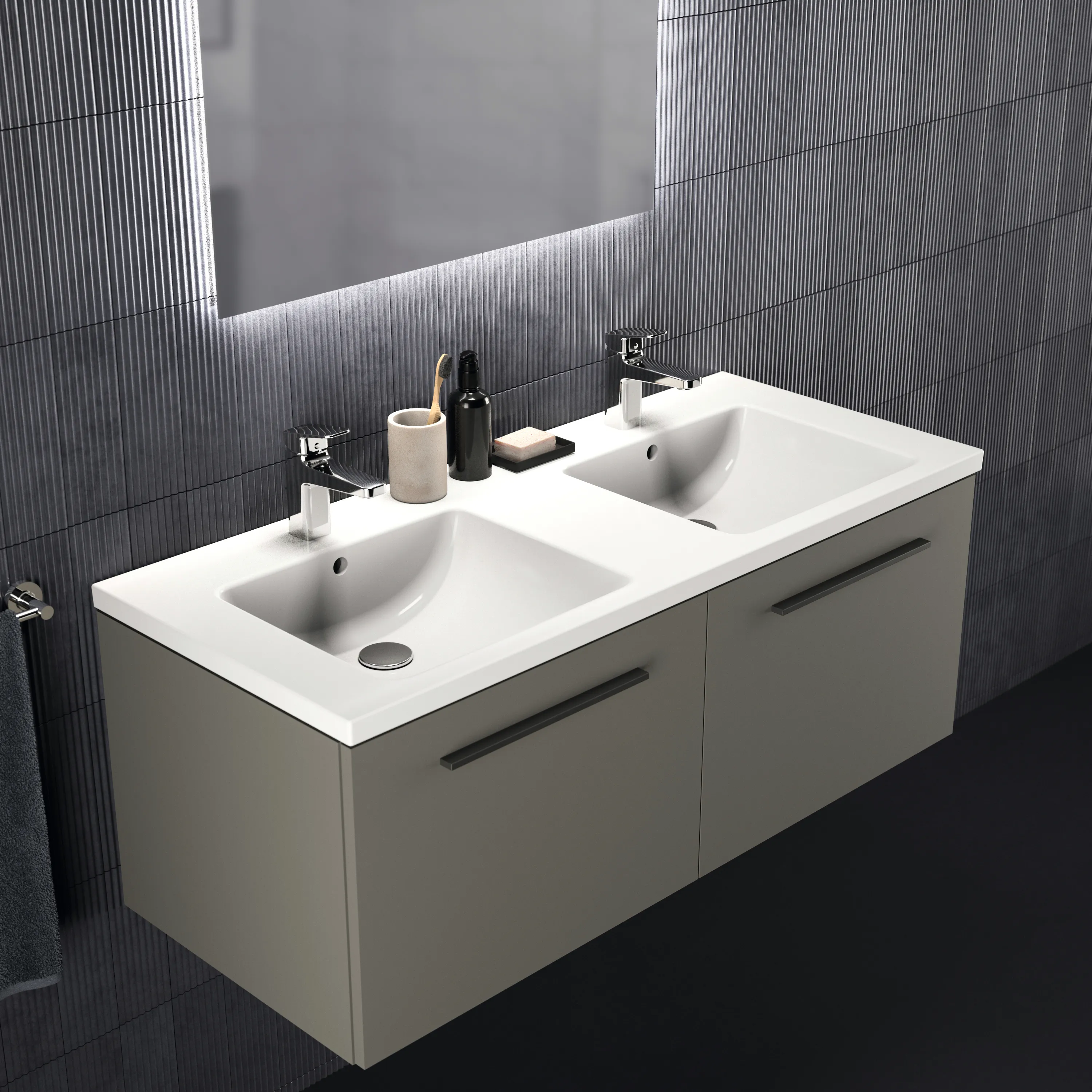 Ideal Standard Waschtischunterschrank „i.lifeB“ 120 × 44 × 50,5 cm Quarzgrau matt