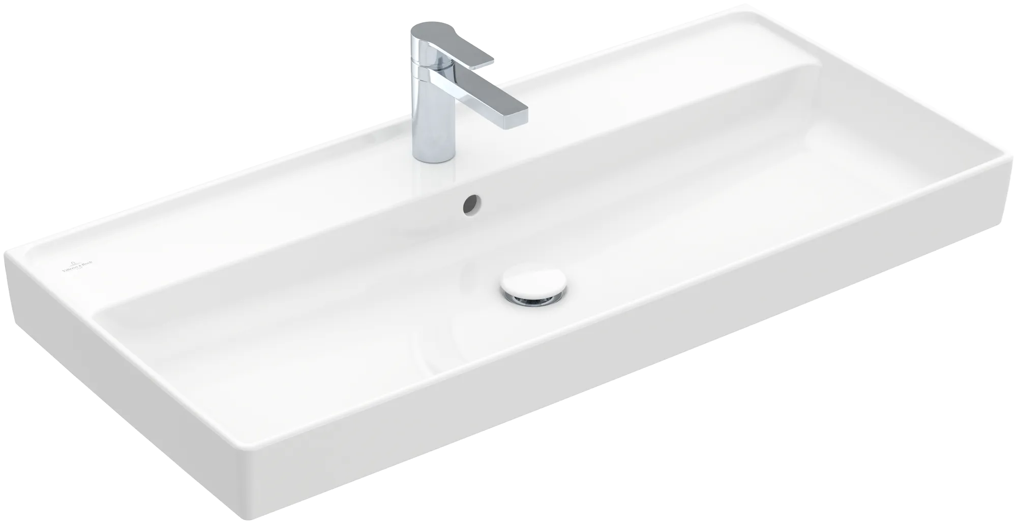 Villeroy & Boch Schrankwaschtisch aus TitanCeram „Collaro“ 1000 × 470 × 160 mm, mit Hahnlochbohrung, Hahnlochposition mittig in Weiß Alpin