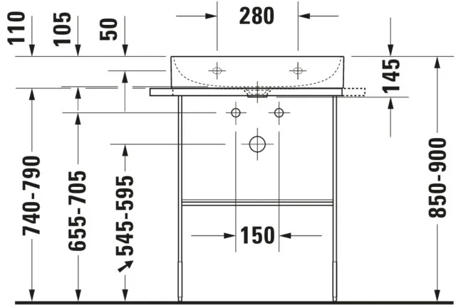 Wandwaschtisch „DuraSquare“, ohne Überlauf