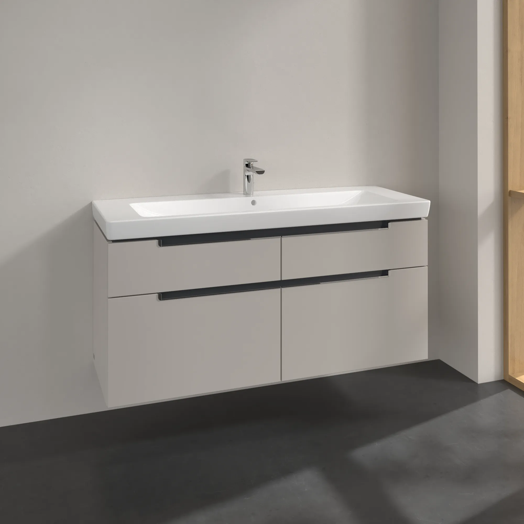 Villeroy & Boch Waschtischunterschrank „Subway 2.0“ 128,7 × 59 × 44,9 × 44,9 cm Soft Grey, mittig, ohne Beleuchtung Villeroy & Boch Waschtischunterschrank „Subway 2.0“ 128,7 × 59 × 44,9 × 44,9 cm Soft Grey, mittig, ohne Beleuchtung