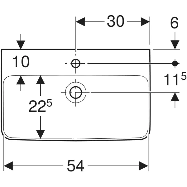 Waschbecken „Renova“, Hahnlochposition mittig in weiß alpin