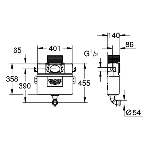 Grohe WC-Spülkasten 38422, Wandeinbau, 6-9l, 0,82 m Grohe WC-Spülkasten 38422, Wandeinbau, 6-9l, 0,82 m