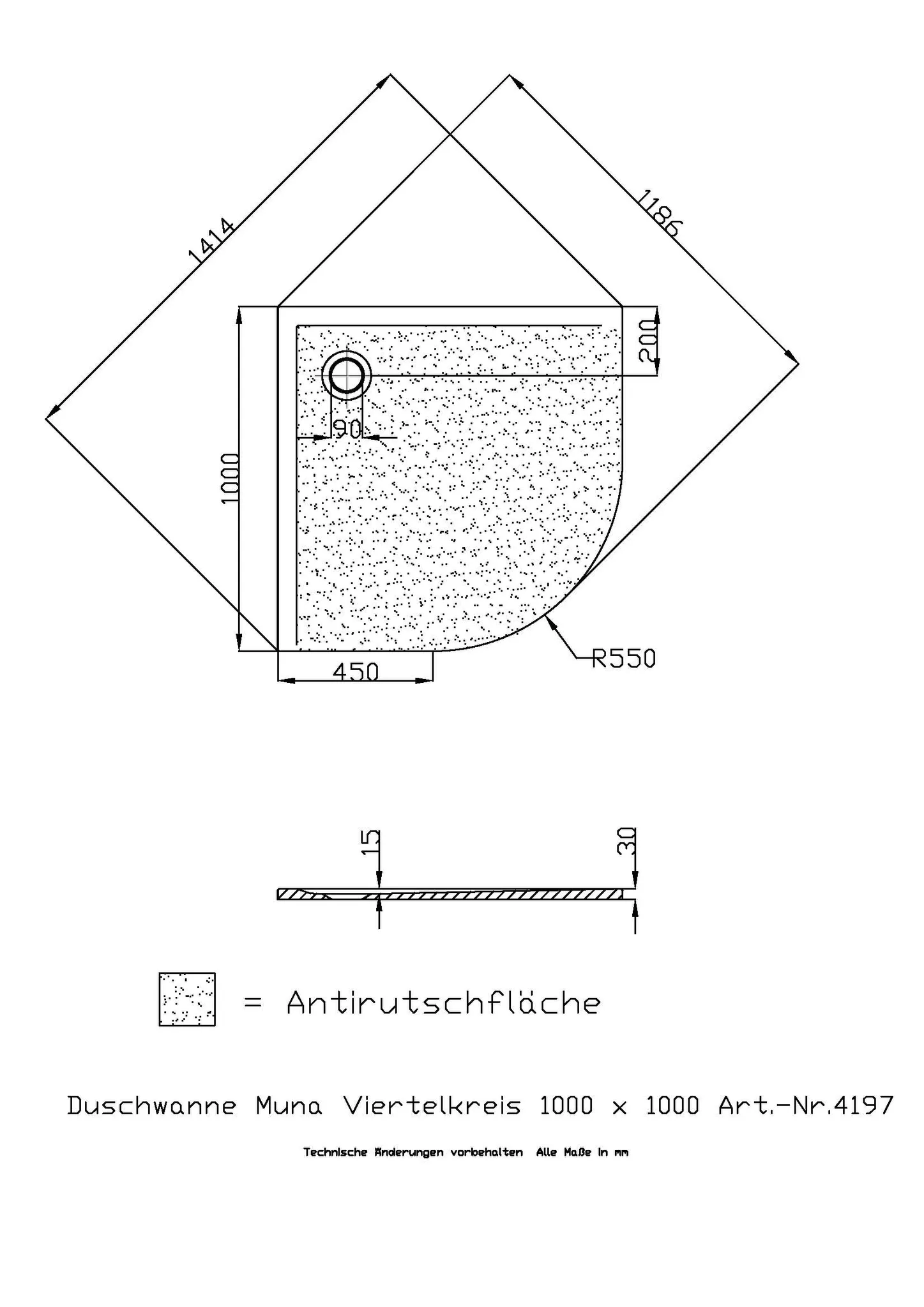 Hoesch Muna Duschwanne Mineralguss Solique 1000x1000x30, Weiß Hoesch Muna Duschwanne Mineralguss Solique 1000x1000x30, Weiß