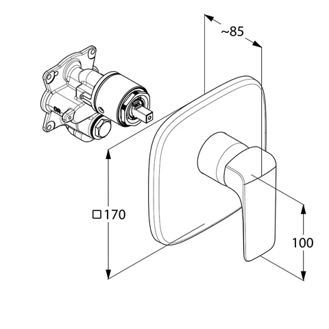 AMEO UP-Brause-EHM Feinbau-Set mit Funktionseinheit chrom