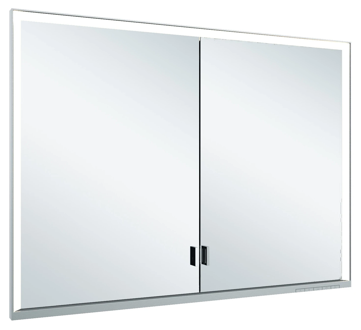 KEUCO Wandeinbau Spiegelschrank mit verdecktem Ablagefach „Royal Lumos“ in Silber (eloxiert), Unterputz, mit Steckdosen, ohne Spiegelheizung 1000 × 735 × 130 mm