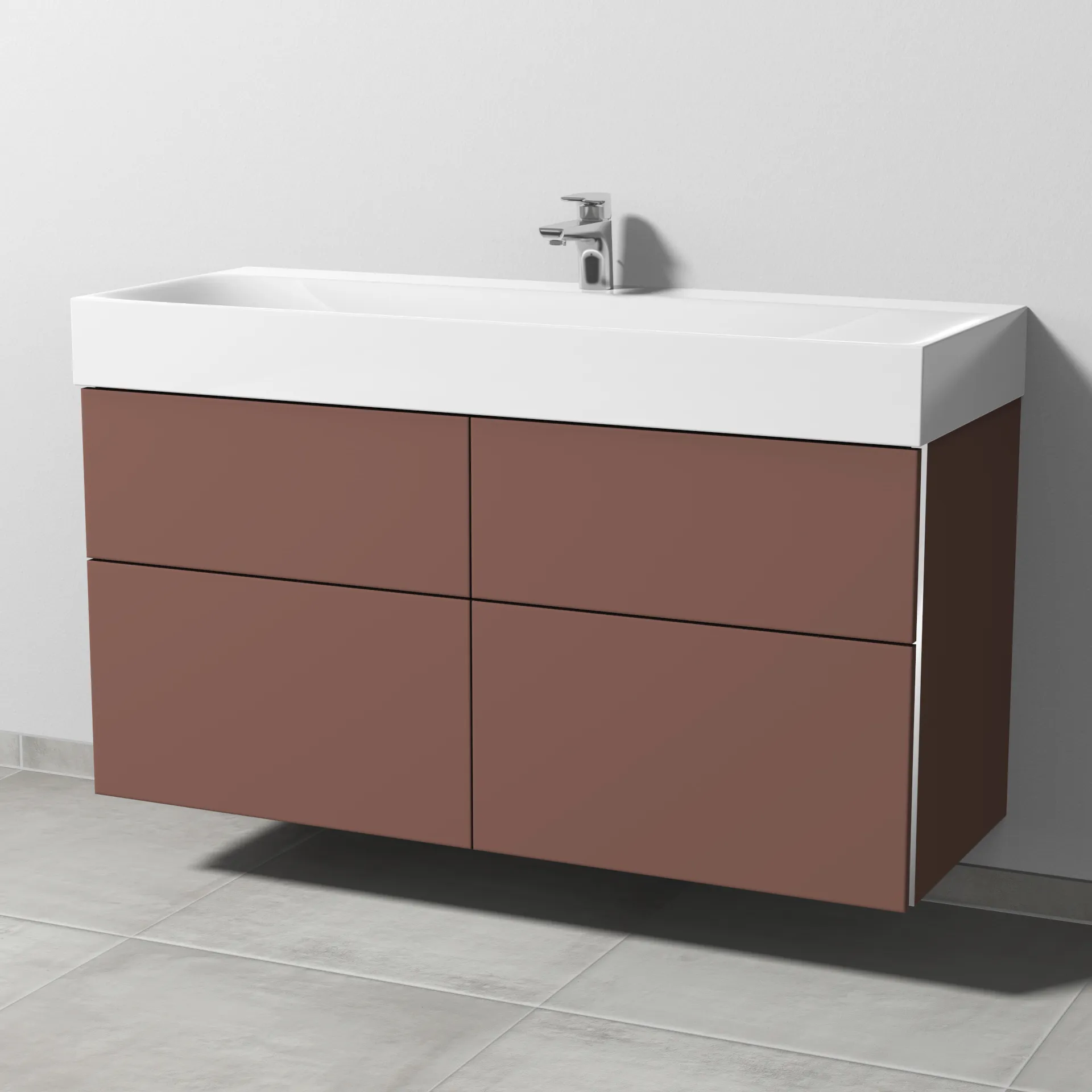 Sanipa Waschtischunterschrank „3way“ passend zu Stahl-Email-Waschtische Silenio von Kaldewei 1190 × 582 × 452 mm in Wine-Red