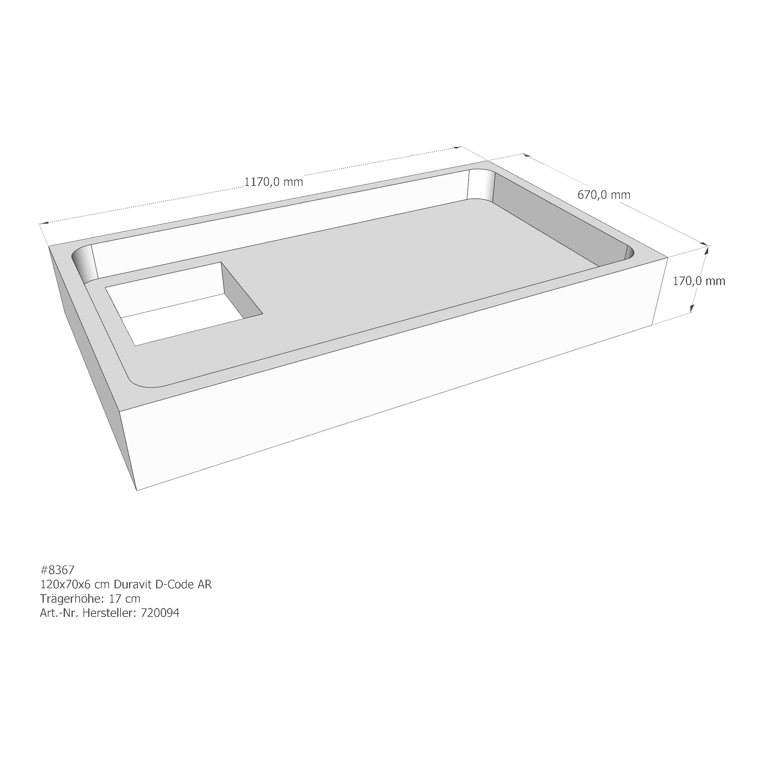 Duschwannenträger für Duravit D-Code 120 × 70 × 6 cm Duschwannenträger für Duravit D-Code 120 × 70 × 6 cm