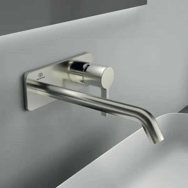 Ideal Standard Wand-Waschtischarmatur Joy Arm A7381GN, eckige Rosette, 220mm Ausladung, Silver Storm Ideal Standard Wand-Waschtischarmatur Joy Arm A7381GN, eckige Rosette, 220mm Ausladung, Silver Storm