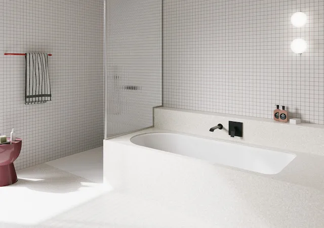 BetteOcean Bade-Duschkombination, Rechteck, 1700 x 700 mm, Edelweiß, glasierter Titan-Stahl, Einbau, Überlauf vorne rechts
